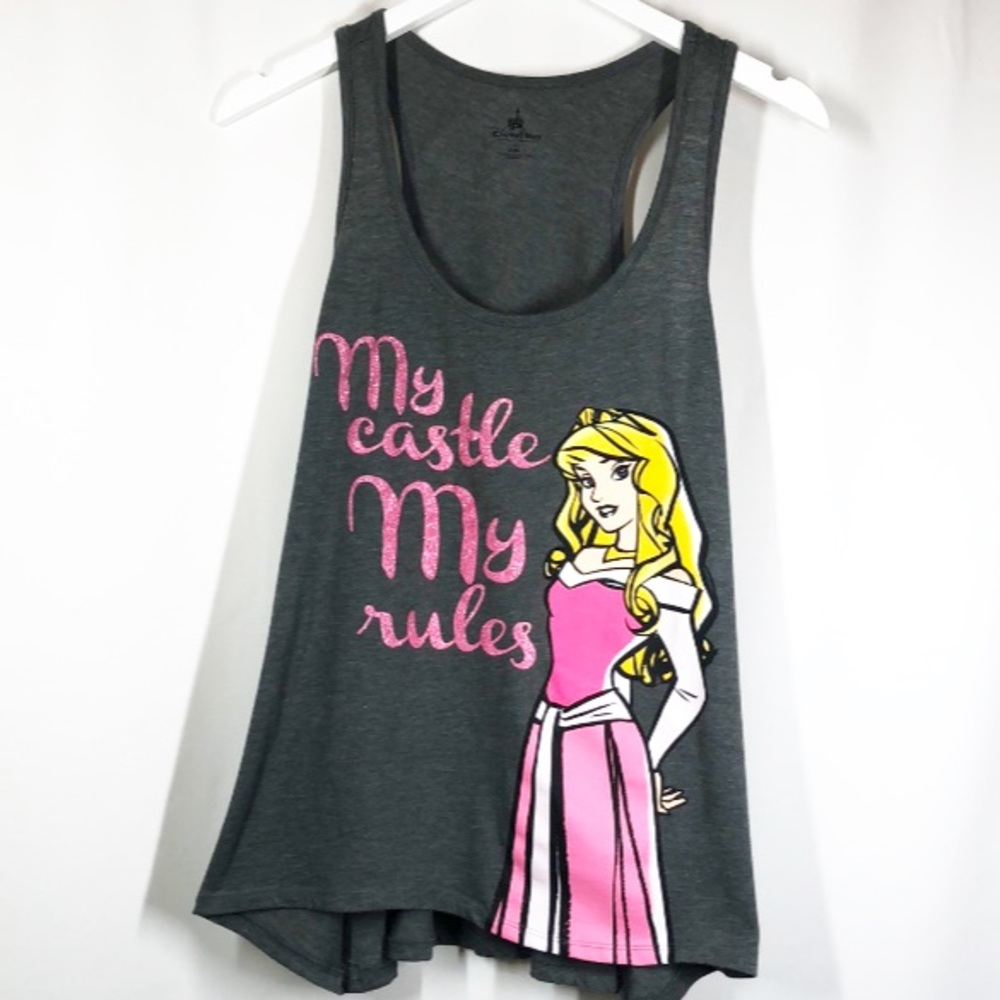 Disney Gray Tank Top with Pink and Yellow Princess Design